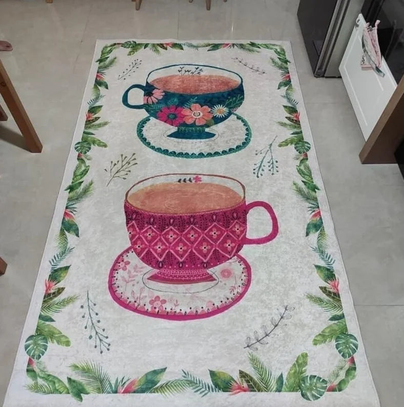 Coffee Time Kitchen Rug Brown Modern Runner Non Slip Kitchen Rug Kitchen Rug Kitchen Runner Rug Coffee Pattern Rug Brown Rugs