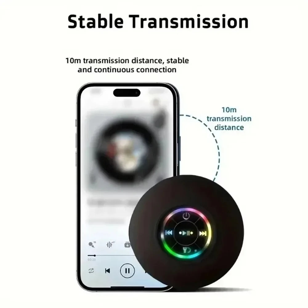 Bluetooth Speaker Mini Portable Wireless Bluetooth Audio Led IPX4 Waterproof Loudspeaker Large Suction Cup for Outdoor Bathroom