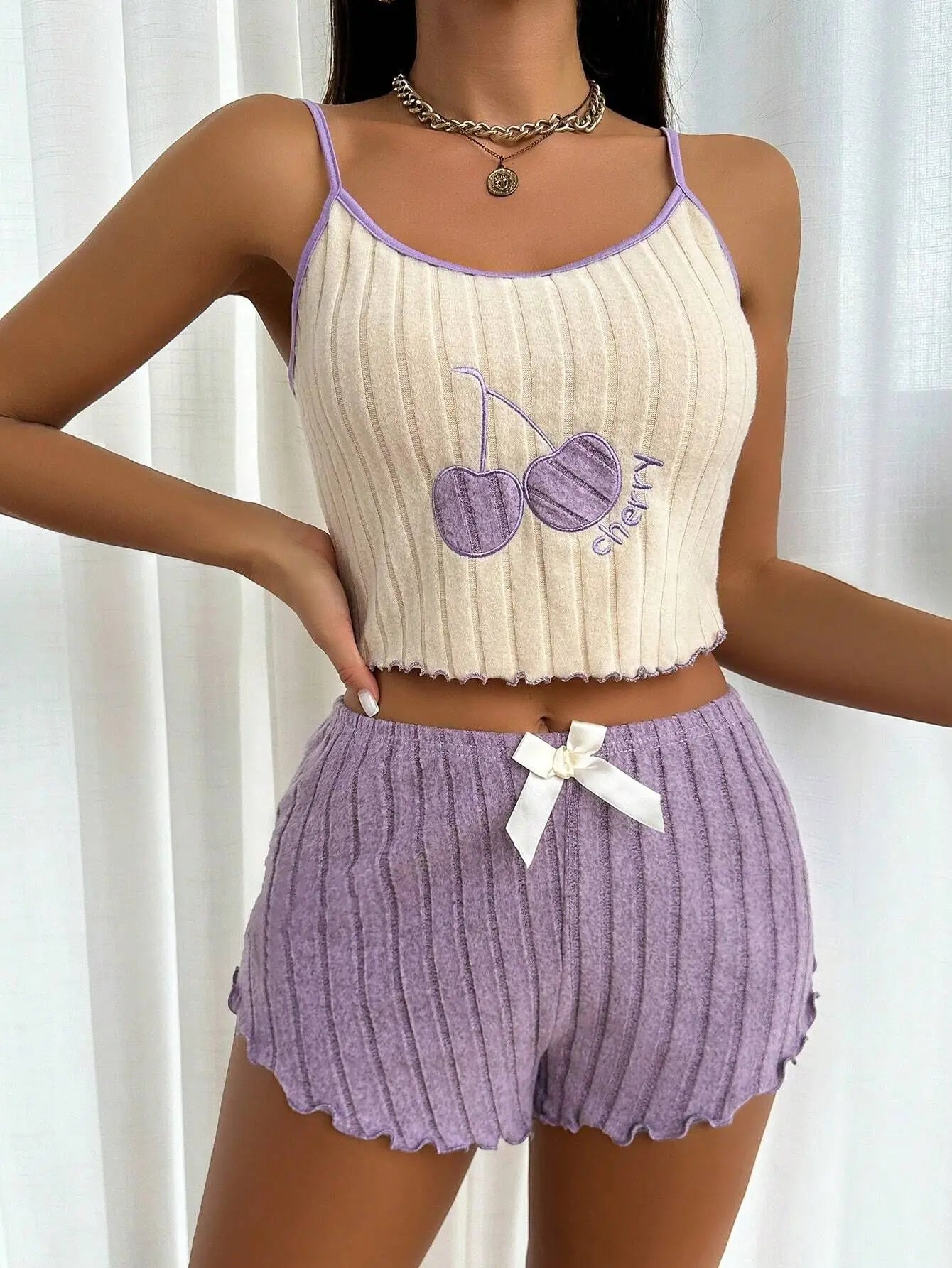 Summer Women Casual 2pcs Pajamas Set Wool Halter Vest Tops and Shorts Sets Home Wear Sleepwear Loungerwear