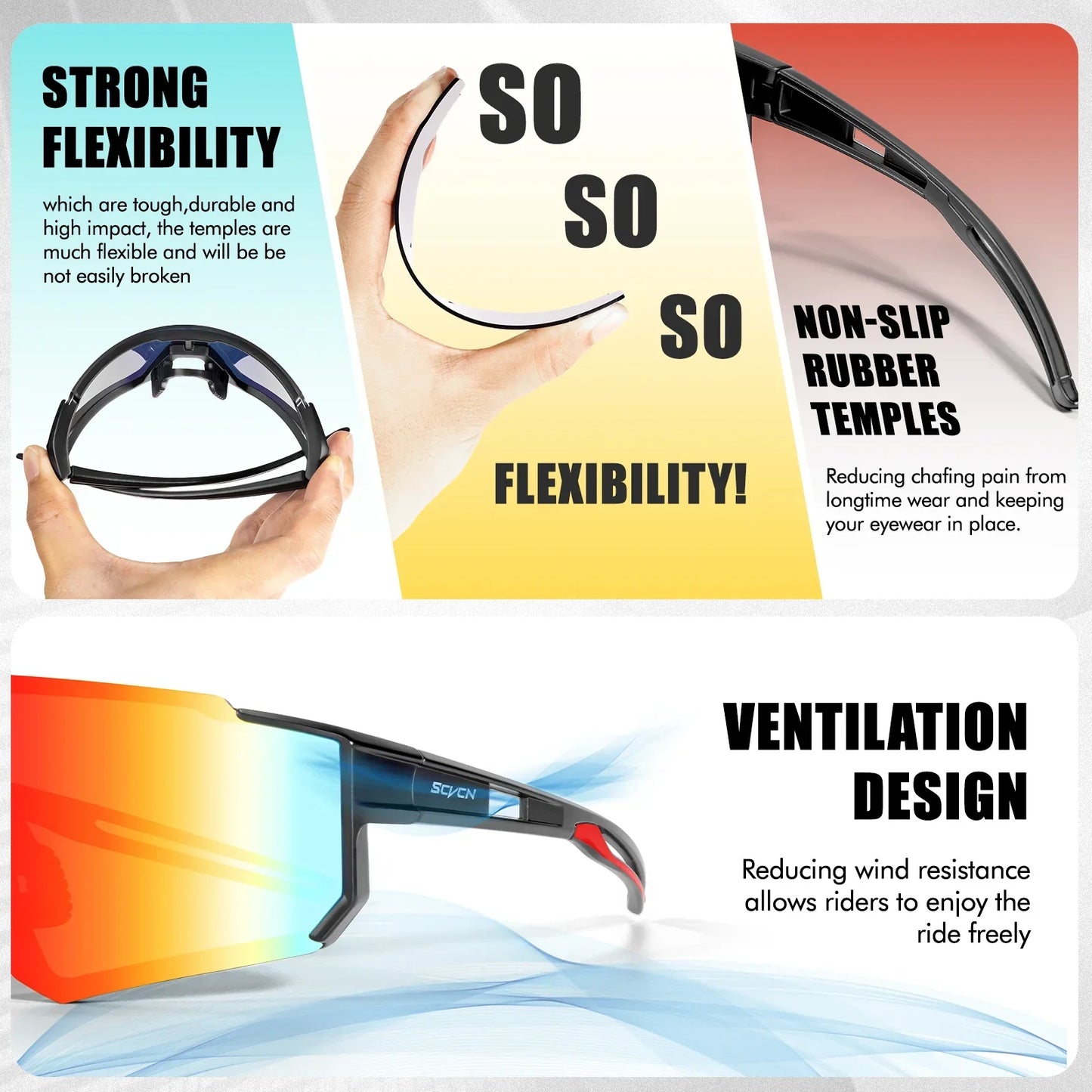 SCVCN Fashion Outdoor Cycling Sunglasses Men MTB Bike Glasses Sports Hiking Mountain Women Bicycle Cycling UV400 Goggles