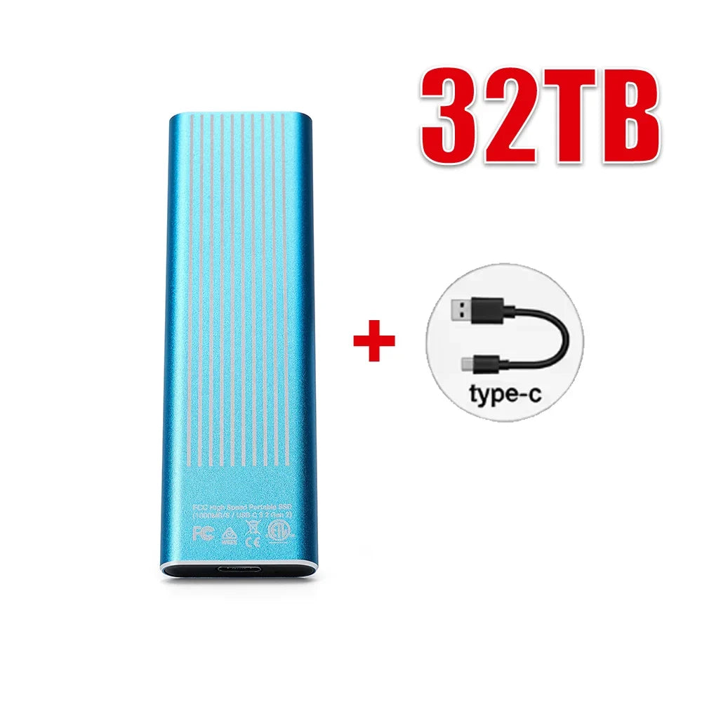 High Speed External Portable SSD 6TB 12TB Plug and Play Mobile Hard Drive Compatible with Windows IOS Android DevicesHigh Speed