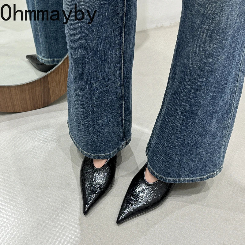 Fashion Pointed Toe Thin Heel Women Office Pumps Shallow Slip On Party Dress Shoes 2026 New Spring Autumn Commuter Footwear