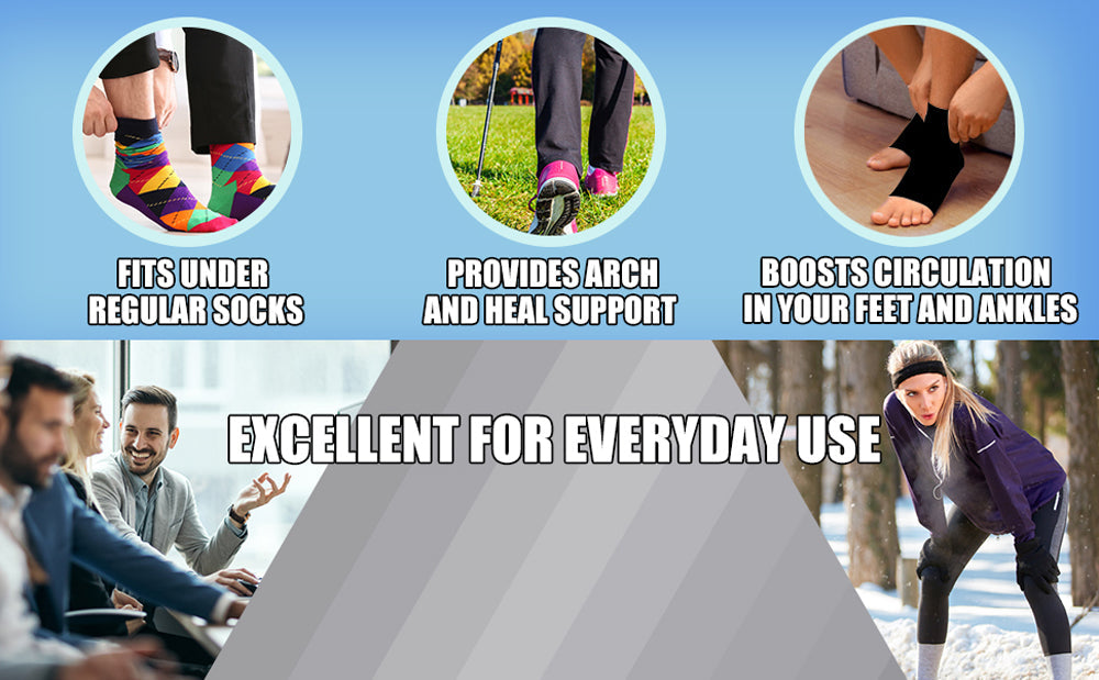 1 Pair Plantar Fasciitis Socks Sleeves, 20-30mmHg Compression Socks for Ankle Support, Injury Recovery, Eases Swelling Women Men