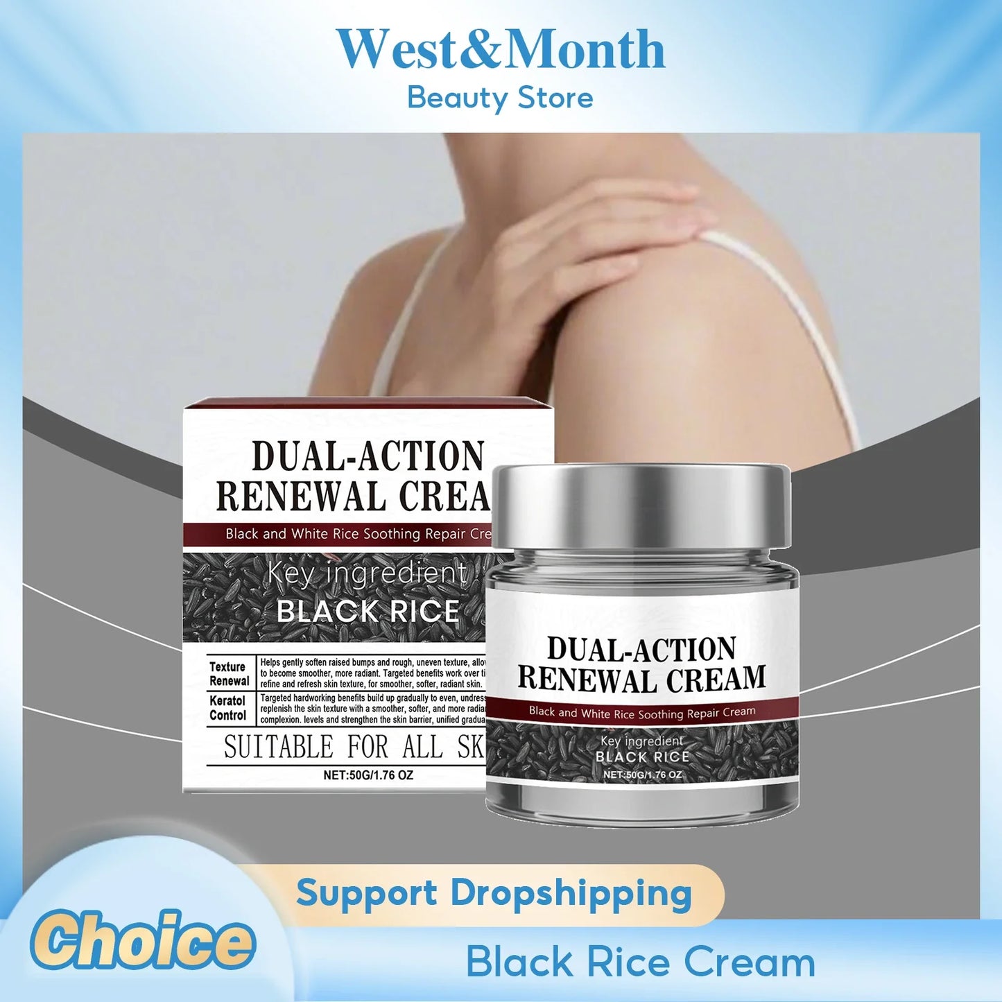 Black Rice Cream Hydrating Tighten Lifting Brightning Repairing Improve Elasticity Prevent Sagging Smoothing Glowing Moisturizer