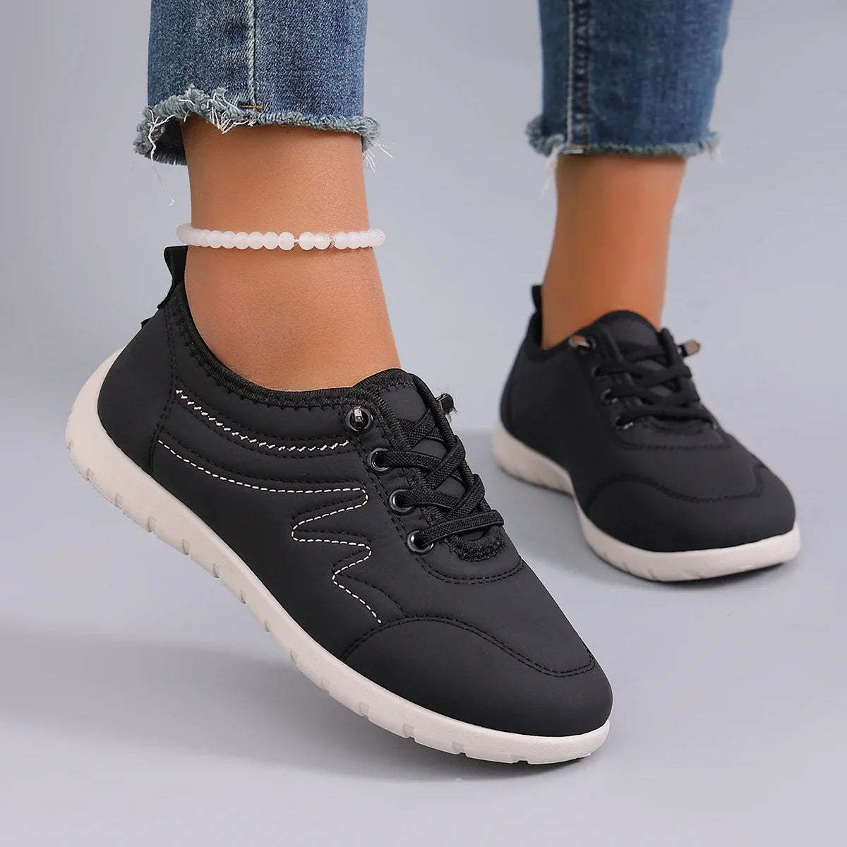 Spring new women's sports shoes, fashionable, breathable, lightweight, non-slip, wear-resistant, casual sports shoes, flat shoes