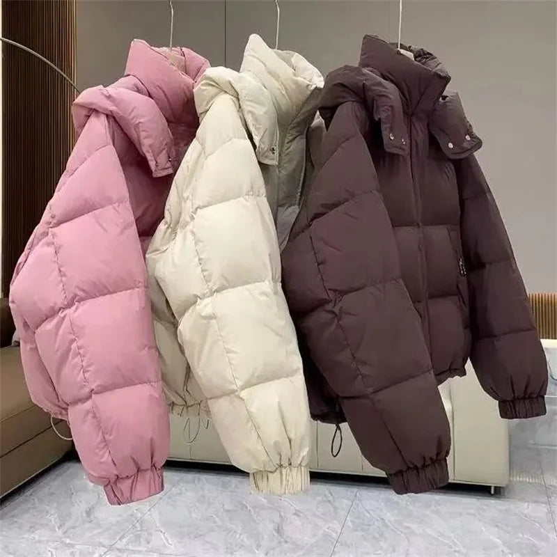 Cotton-Padded Coat Ladies New Autumn Winter 2025 Korean Down Jacket Women's Parkas Short Bread Outerwear Hooded Cotton Jackets