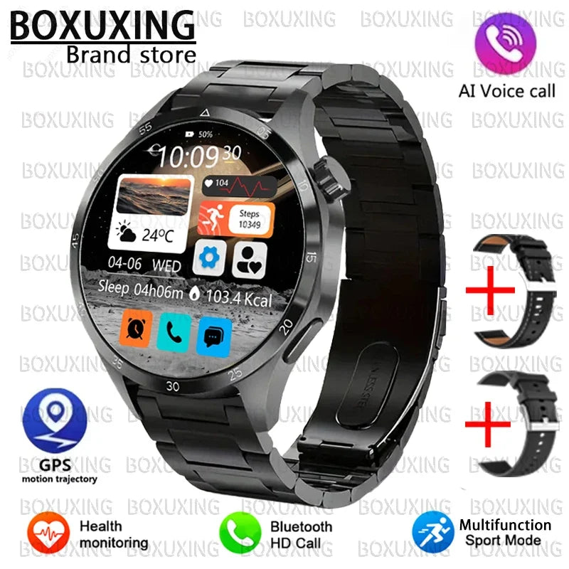 BOXUXING 2026 New GPS Sports Smart Watch Men 360*360 AMOLED Screen Heart rate Bluetooth Call IP67 Waterproof Man Smartwatch Man