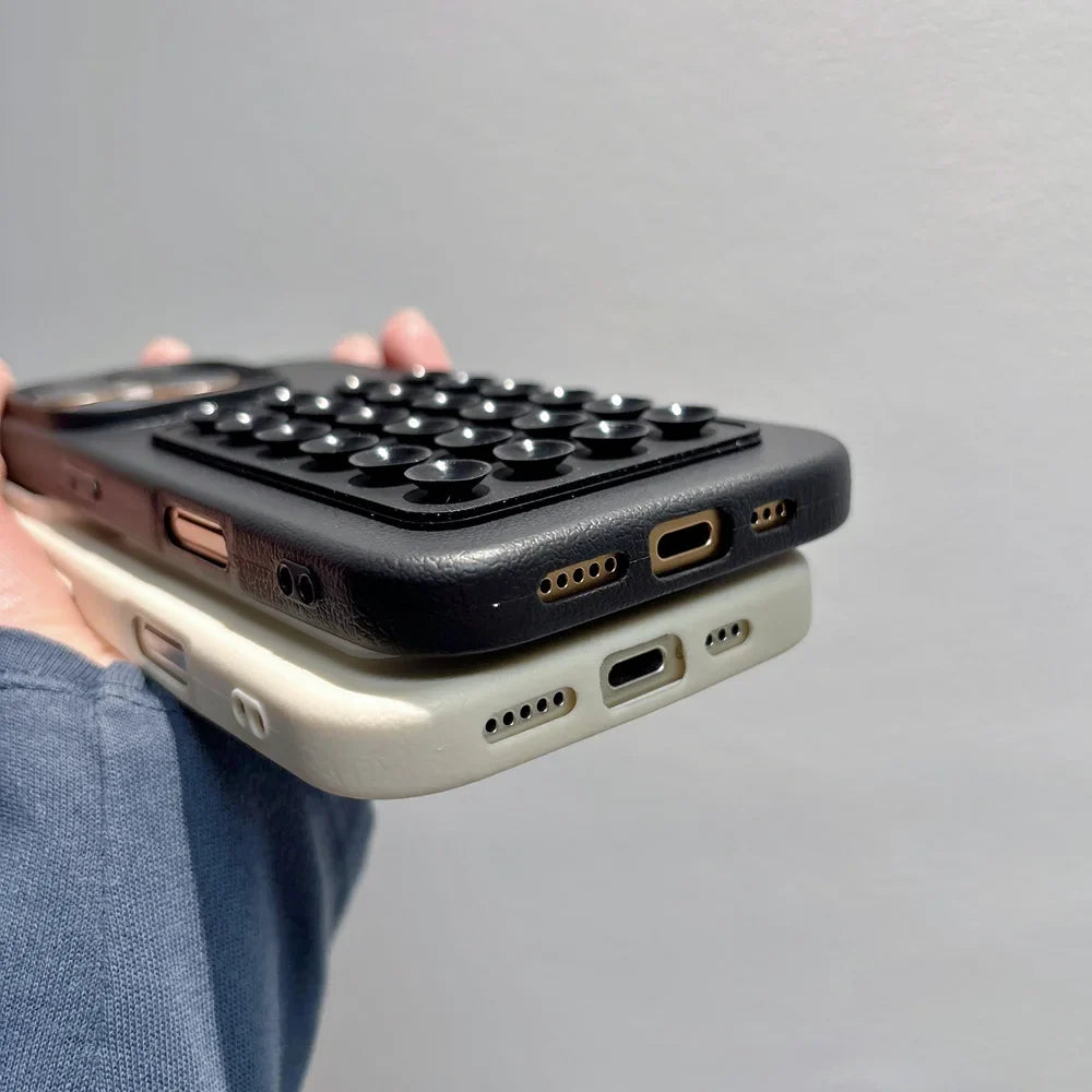 Luxury 3D Suction Cup Stand Litchi Pattern Phone Case