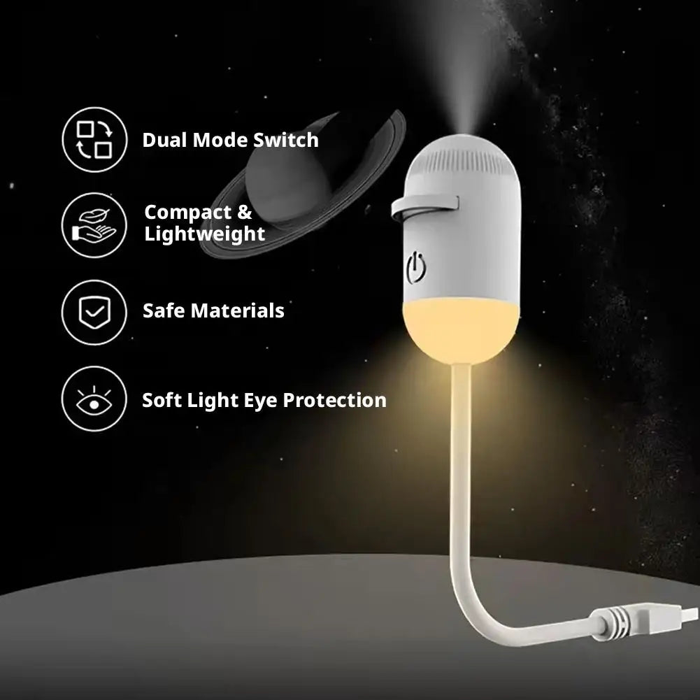 USB galaxy Projector Night Light 2-in-1 Mini Galaxy 360° Rotate LED Starry Sky Ambient Lamp For Party Home Saturn Decoration