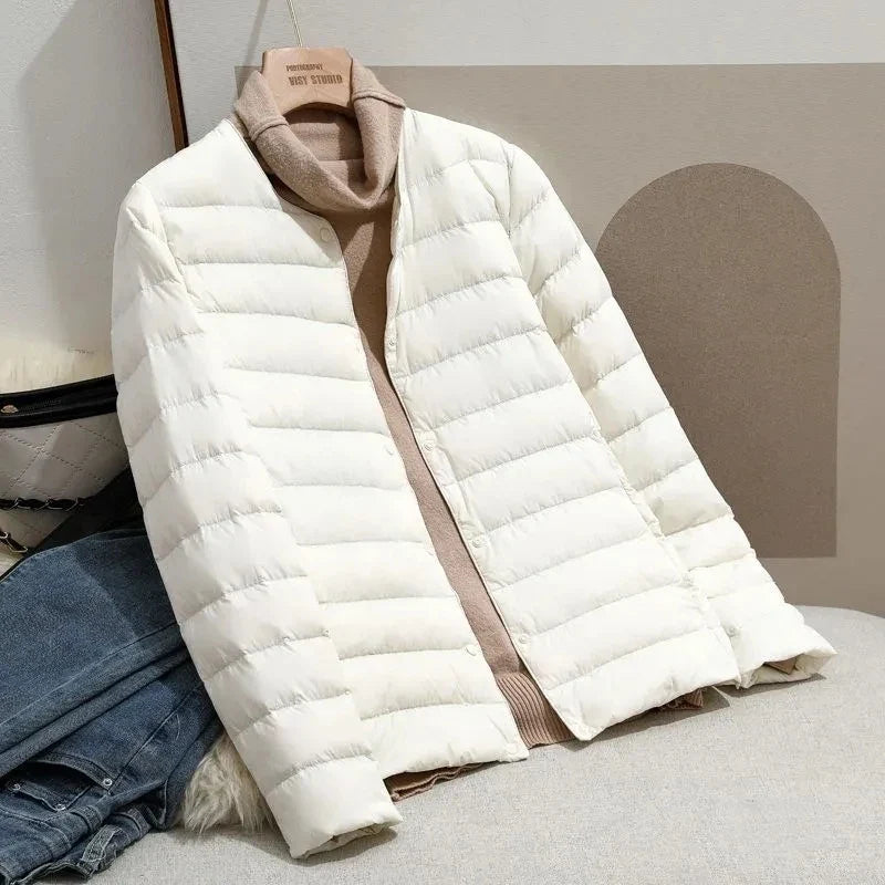 Women White Duck Down Slim Jackets 2025 New Arrivals Autumn Winter Warm Female Fashion Ultra Lightweight Packable Puffer Coats
