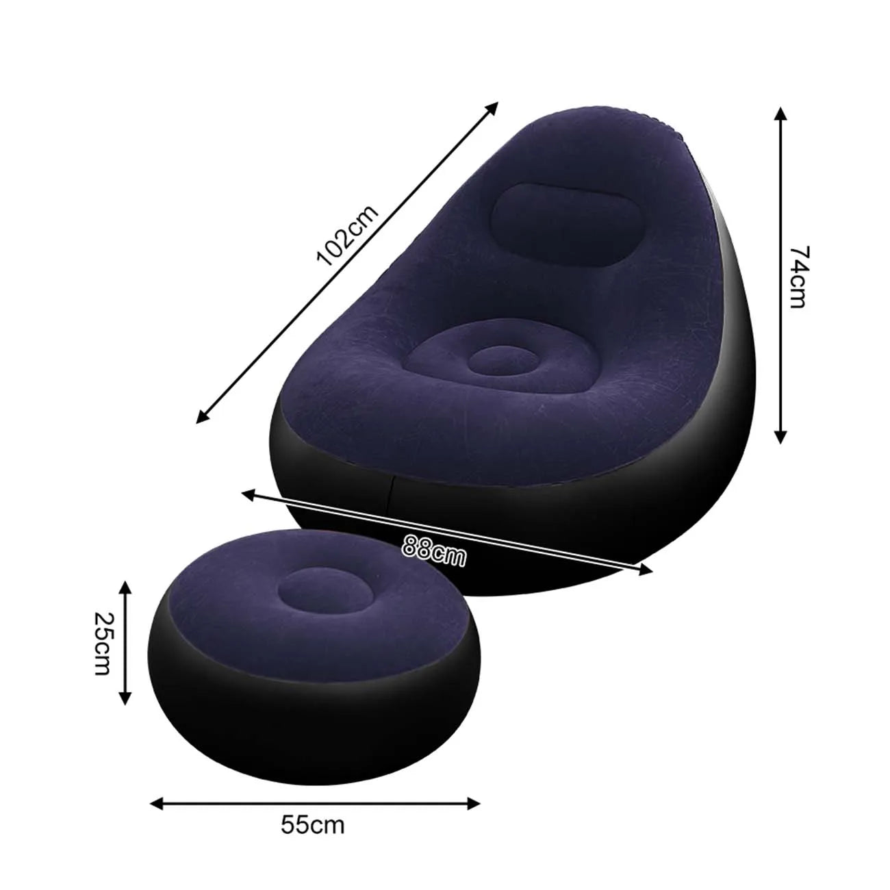 1PC Nflatable Air Sofa Chair with Footrest, Portable Lounge Chair Set