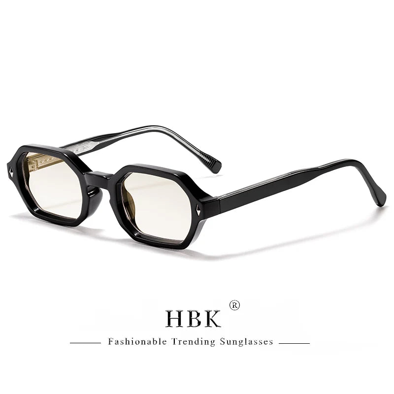 HBK Fashion Retro Polygon Men Sunglasses Small Frame Cupronickel Core Insert Leg Sun Glasses Outdoor Party Vacation Travel
