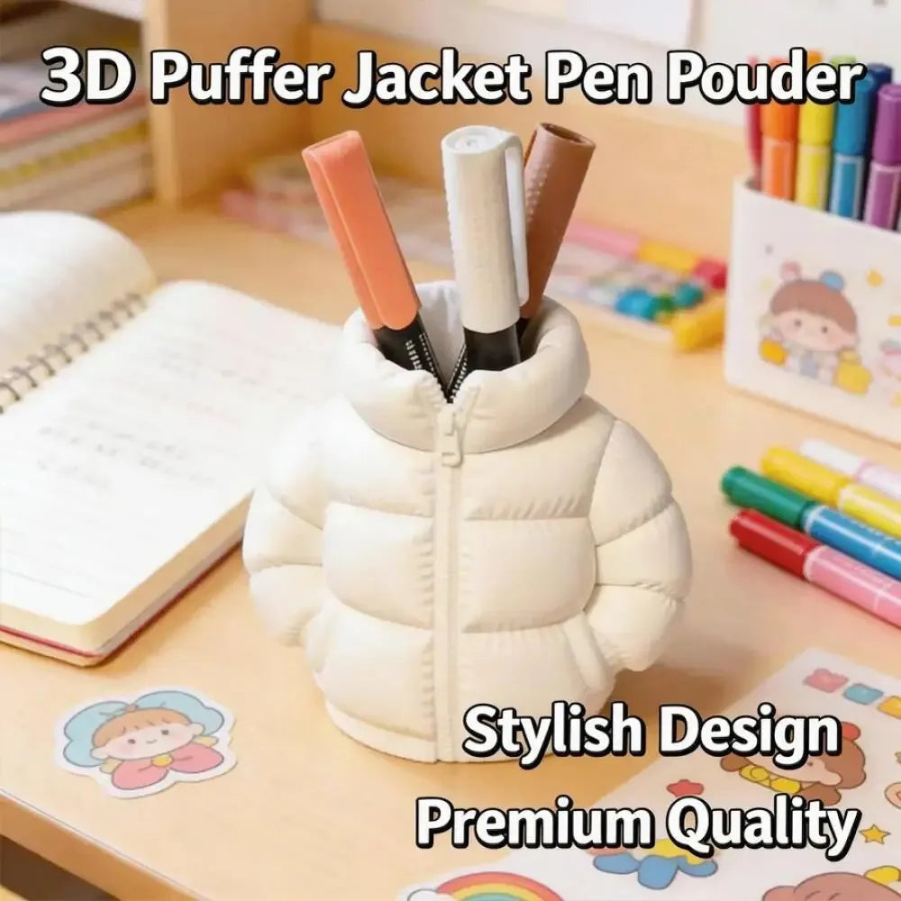 Down Jacket-Shaped Pen Holder Desktop Organizer for Stationery Makeup Brushes Home Office Shelf Decor, for Shool Gift