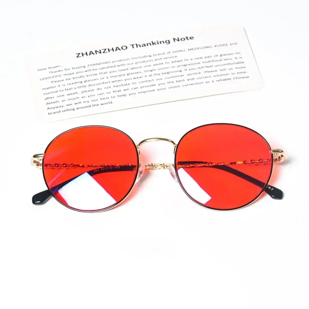 SHINU Round Glasses anti blue light protection lenses glasses women Orange red glasses y2k Anti Green Light  for good sleep