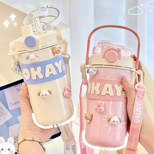 Termo de acero inoxidable kawaii