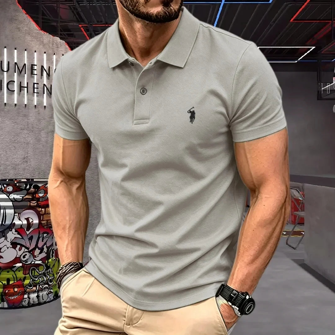 100% Pure Cotton High-End Brand Men's Short Sleeve Polo Shirt Summer
