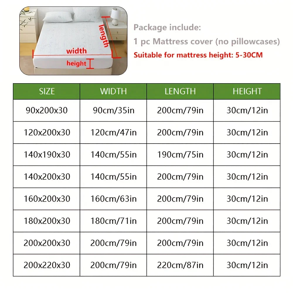 1p Cooling Bamboo Fiber Fitted Sheet, Breathable Mattress Protector