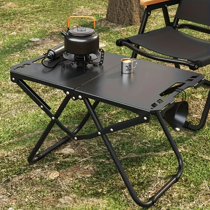Portable Folding Camping Table,Stainless Steel Outdoor Dining Table,Compact Design for Camping,Beach, BBQ,and Hiking