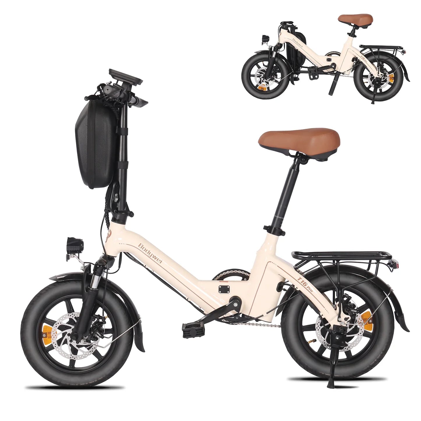 Bodywel T16Pro 250W 36V 10.4Ah Electric Folding Bike 14 Shock Absorber Double Disc Brakes LCD Urban Commute