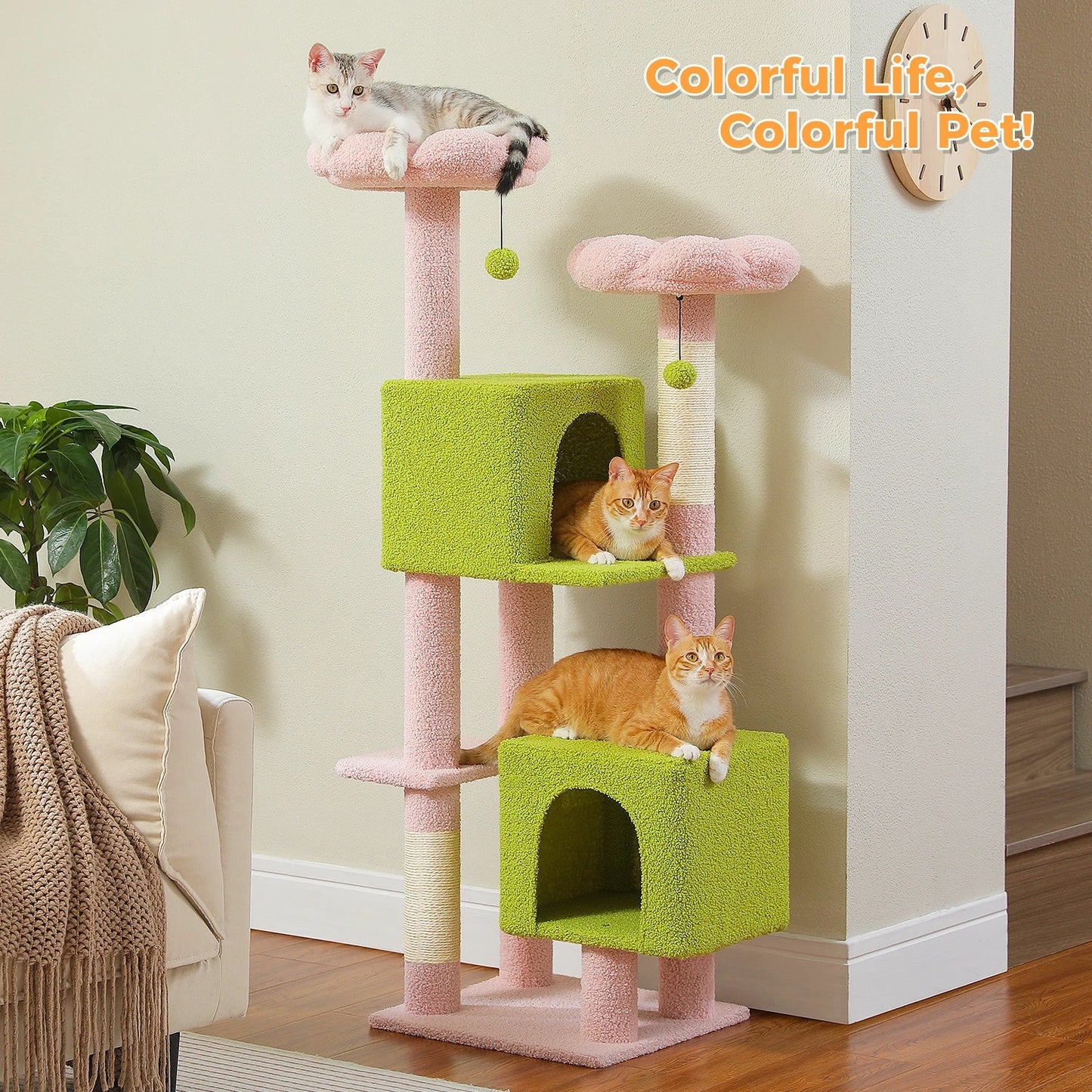 PAWZ Road Cactus Cat Tree for Indoor Cats With Scratching Posts