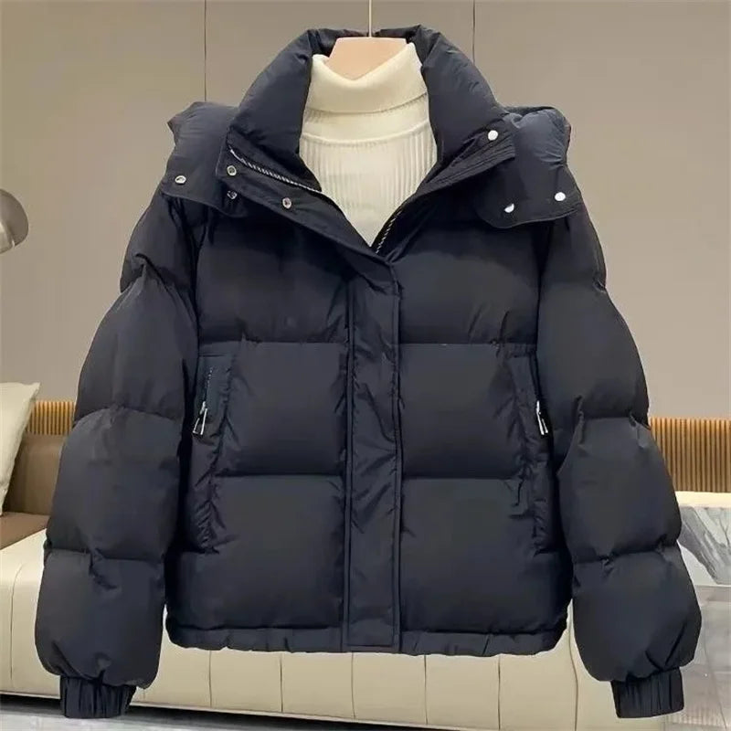 Cotton-Padded Coat Ladies New Autumn Winter 2025 Korean Down Jacket Women's Parkas Short Bread Outerwear Hooded Cotton Jackets