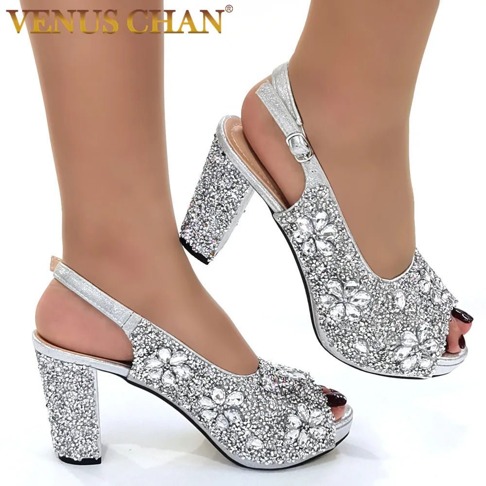 Zapatos de mujer de fiesta con diseño de diamantes