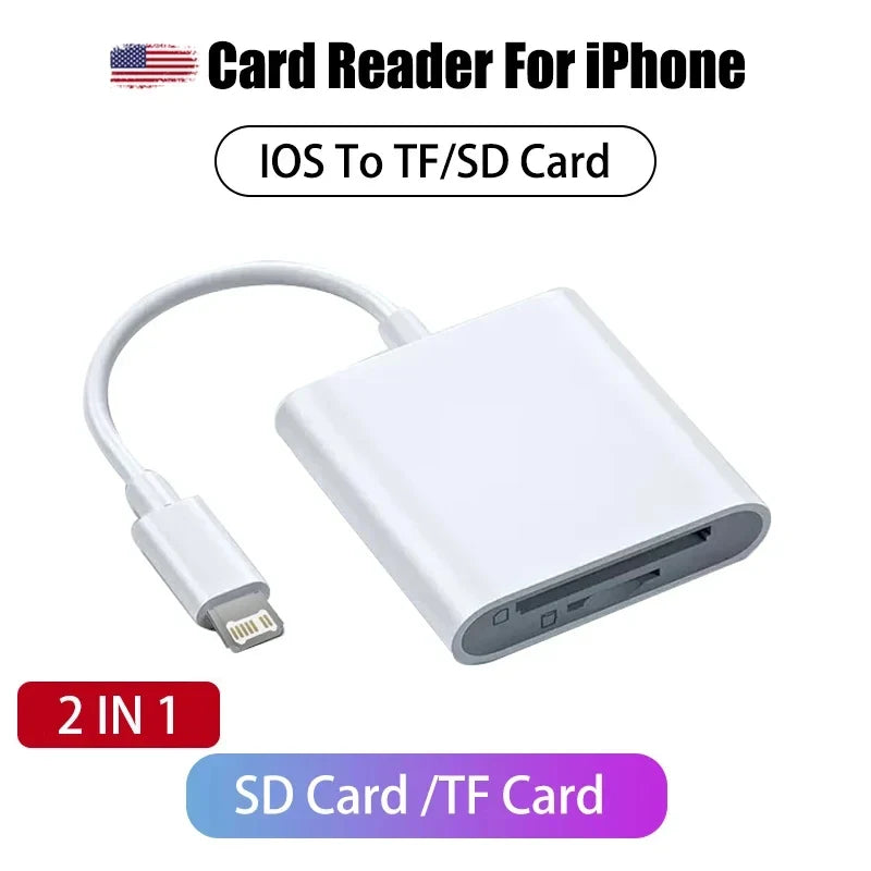 Card Reader for iPhone USB Memory Card Reader Trail Game Camera Viewer SD TF Card Reader Adapter for Camera Samsung Xiaomi iPad