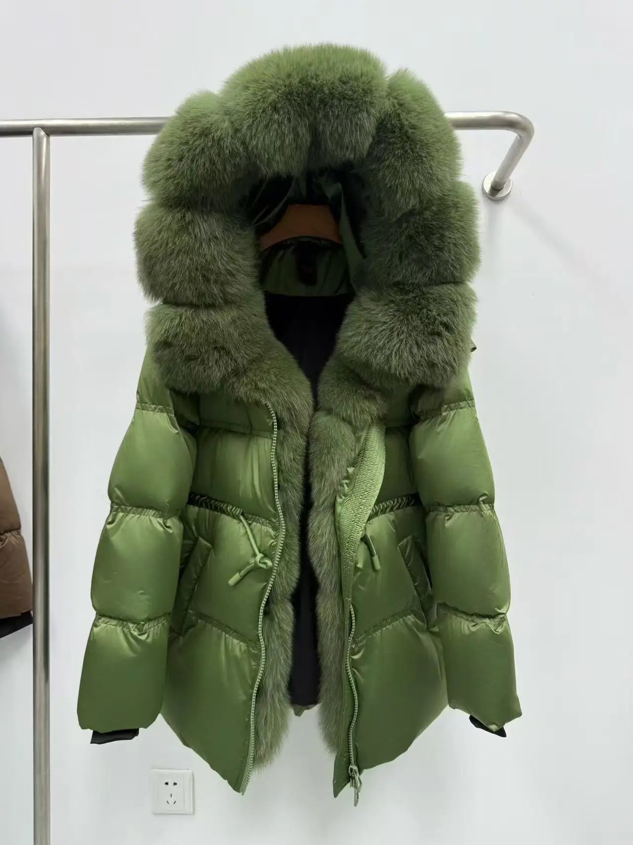 Fox Fur Jacket Women Loose Hooded White Goose Down Coat Female New Autumn Winter Thick Warm Natural Real Fur Puffer Jacket Lady