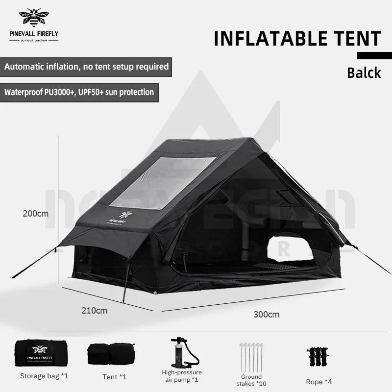 Outdoor Inflatable Camping Tent with a Panoramic Skylight, Suitable for Activities Such as Camping, Hiking, and Fishing.