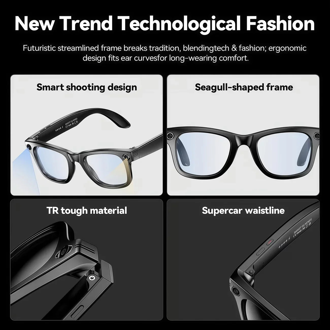 Giinova AI Smart Video Glasses With 8MP Camera 4K Recording