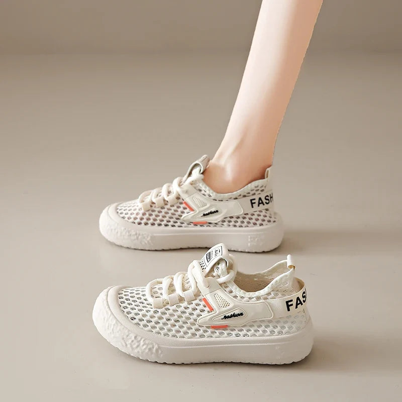 Shoes Woman 2025 Outdoor Casual Sports Shoes Hollow Breathable Comfortable Thick Sole Lightweight Mesh Shoes Women's Sneaker