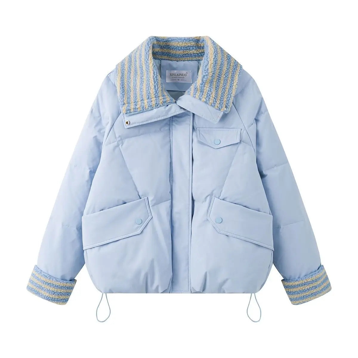 Women Lapel Collar Parkas Jacket Autumn Winter Femme Short Cotton Padded Coat Lady Fashion Long Sleeves Puffer Outwear