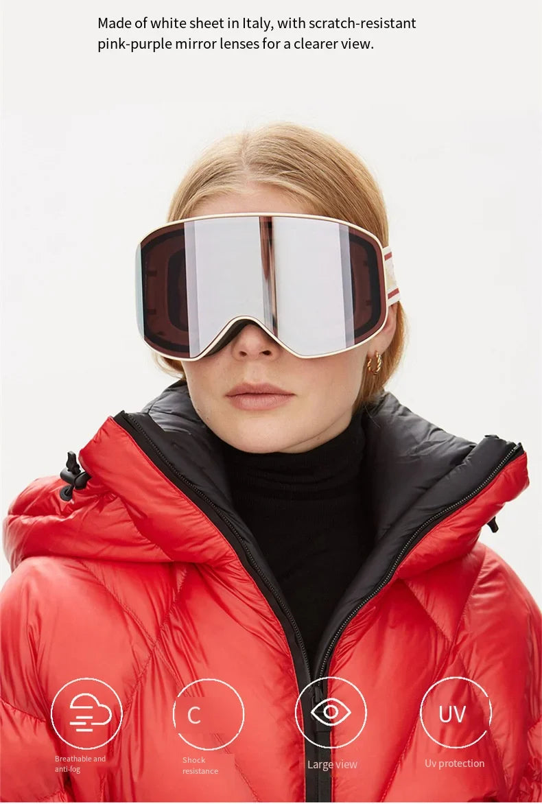 Gafas de esquí y snowboard para mujer y hombre, máscara de esquí con protección UV 400, antiniebla doble cilíndrica para nieve