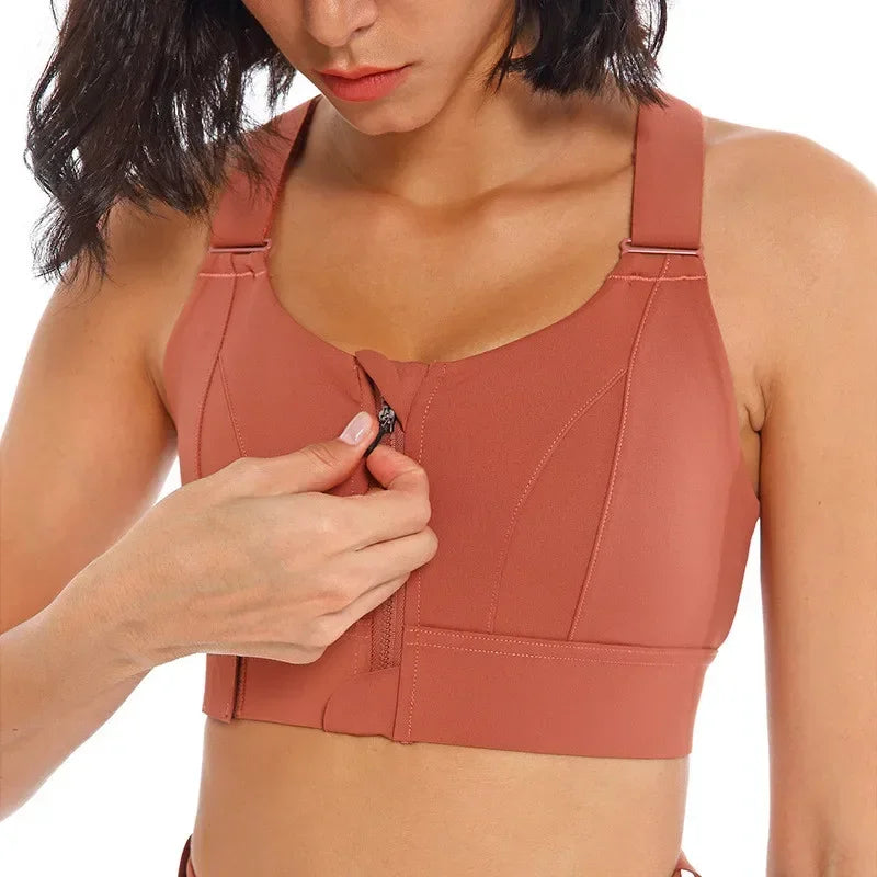 Plus Size  Zippered Sports Bras for High Impact Workouts