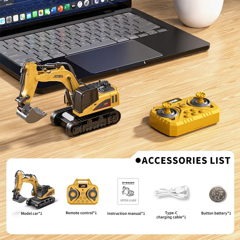 1:64 Bluetooth Remote Control Crane And Forklift two-in-one Desktop Mini Alloy Toy Car With Trailer Christmas Gift In Color Box