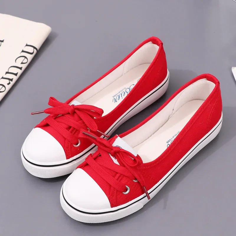 2026 New Women Shoes Fashion Canvas Shallow Casual Shoes for Woman Comfort Lace Flat Bottom Sneaker Designer Shoes Zapatos Mujer