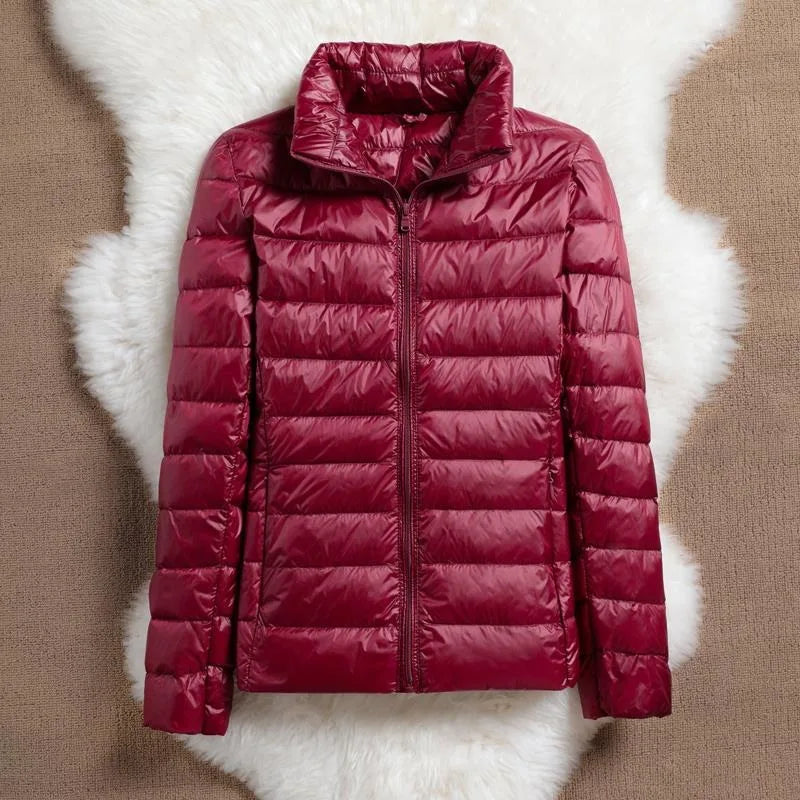 Light Down Coat Women Spring Jacket Fashion Short Ultra Lightweight Packable Puffer Coats Female Down Warm Slim Fit Parkas