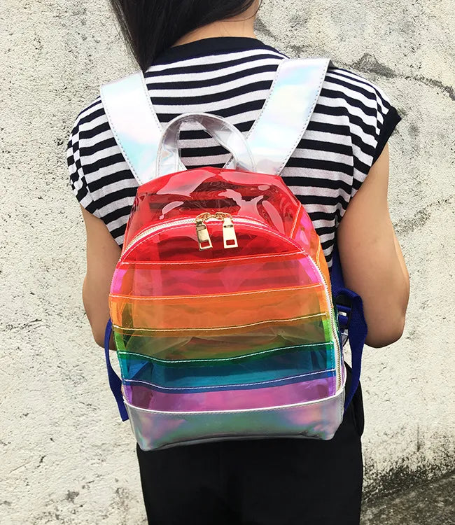 Mochila transparente arcoíris