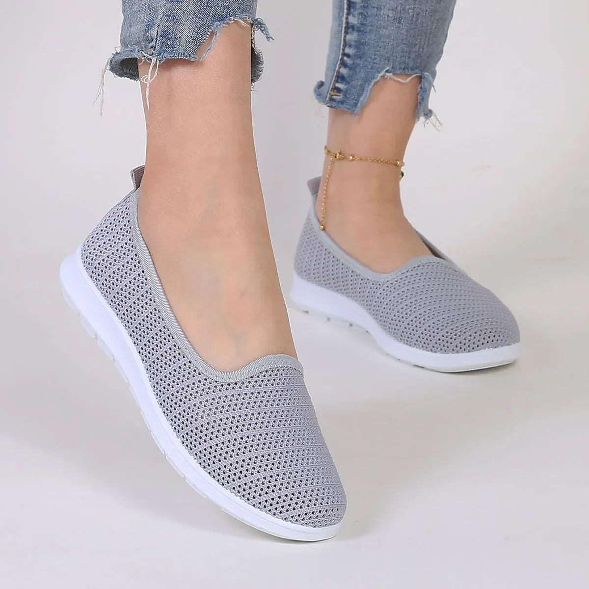 Spring new women's sports shoes, fashionable, breathable, lightweight, non-slip, wear-resistant, casual sports shoes, flat shoes
