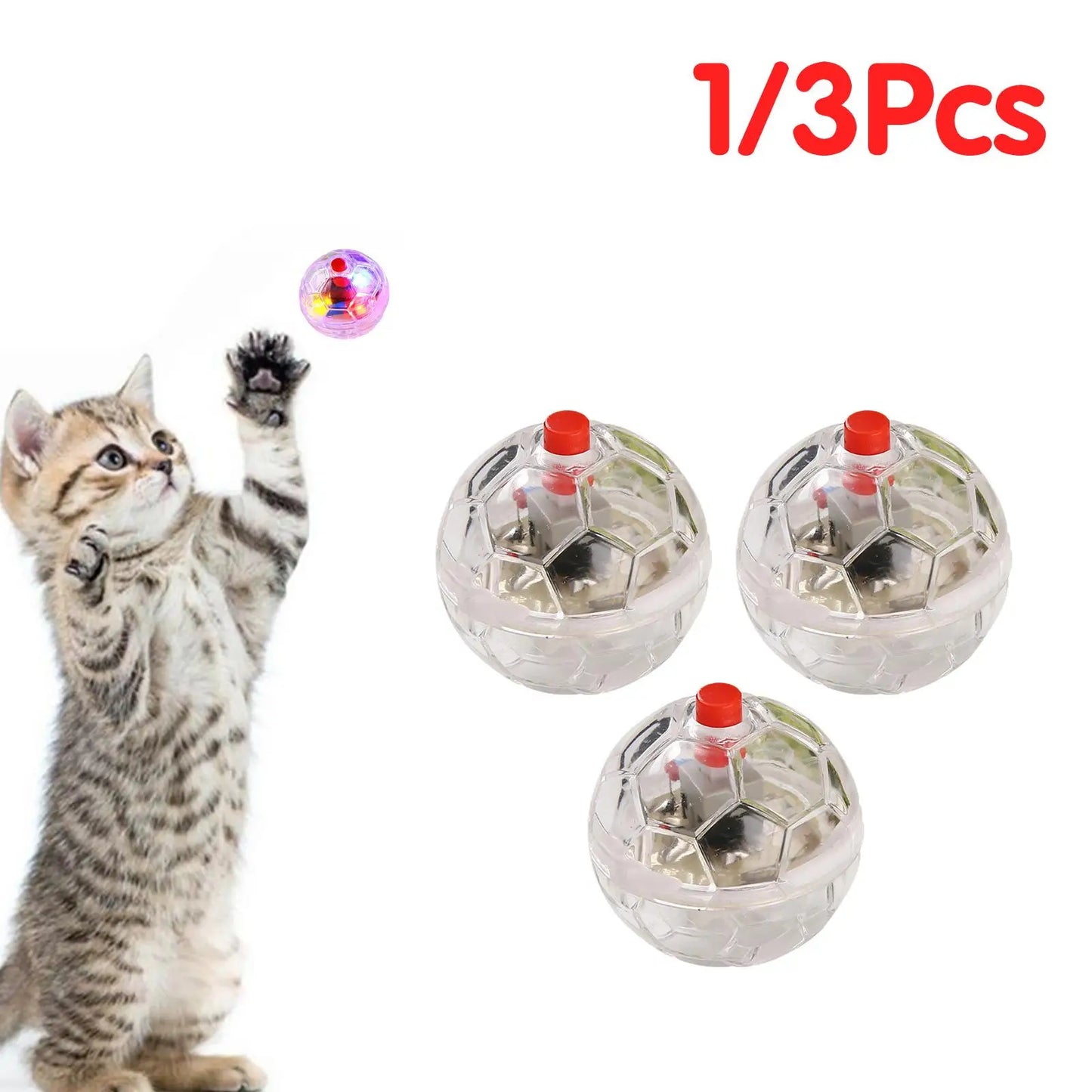 1/3pcs Cat Motion Light Up Interactive Flash Ball Flash Paranormal
