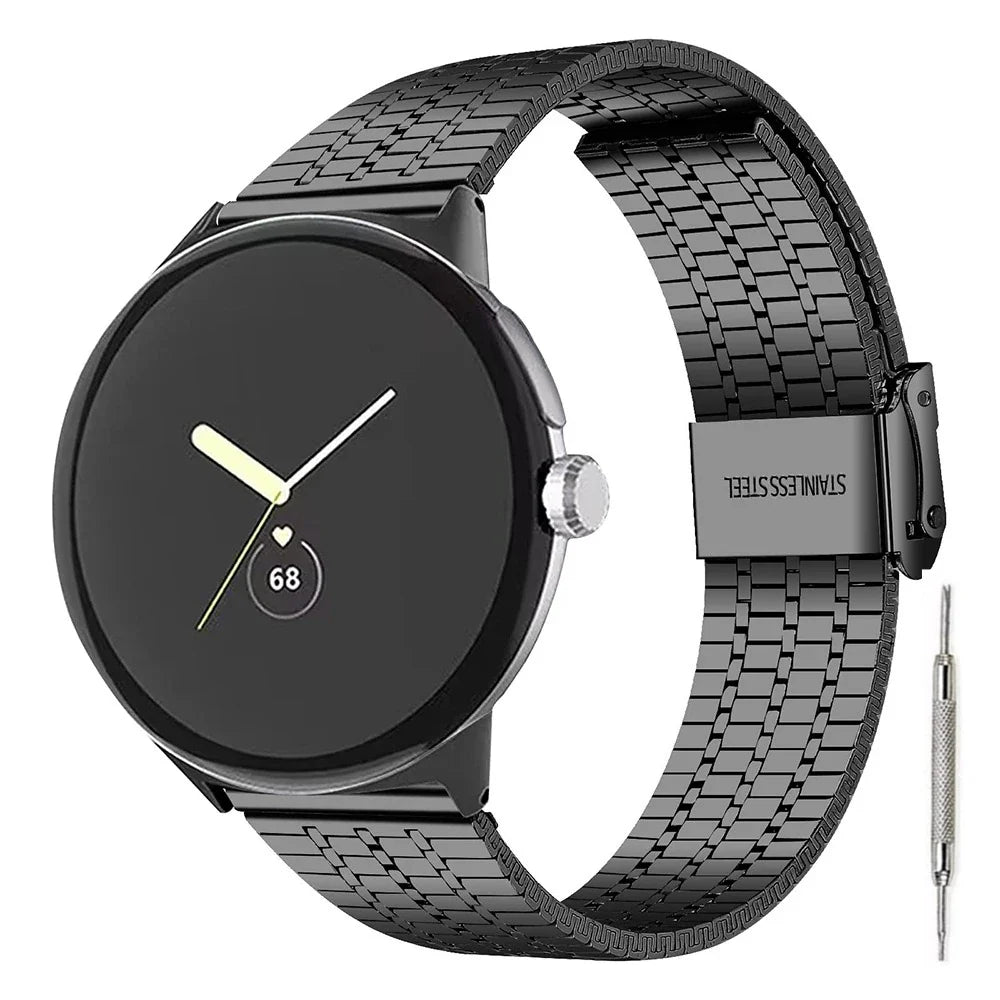 Google Pixel Watch 5, 4 & 3 Seven-Bead Stainless Steel Link Band