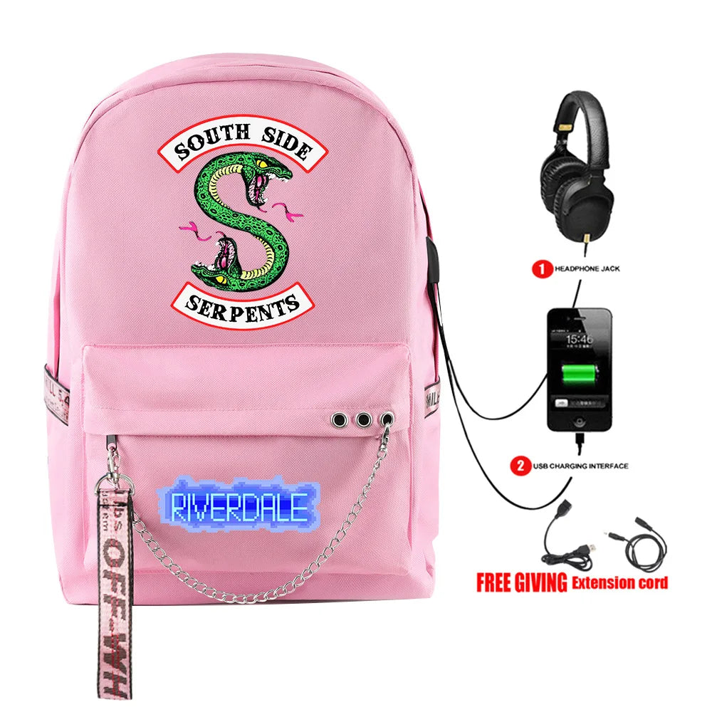 Youthful School Bag Unisex TV Riverdale Season 5 Travel Bags Usb Rechargeable Oxford Waterproof Notebook Shoulder Backpacks