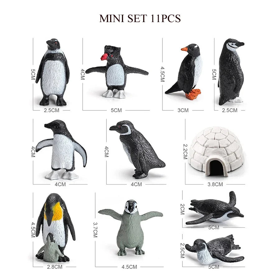 Realistic Mini Ocean Animal Figurines Plastic Marine Sea Creatures Whale Shark Dolphin Turtle Penguin Model Playset Gift for Kid