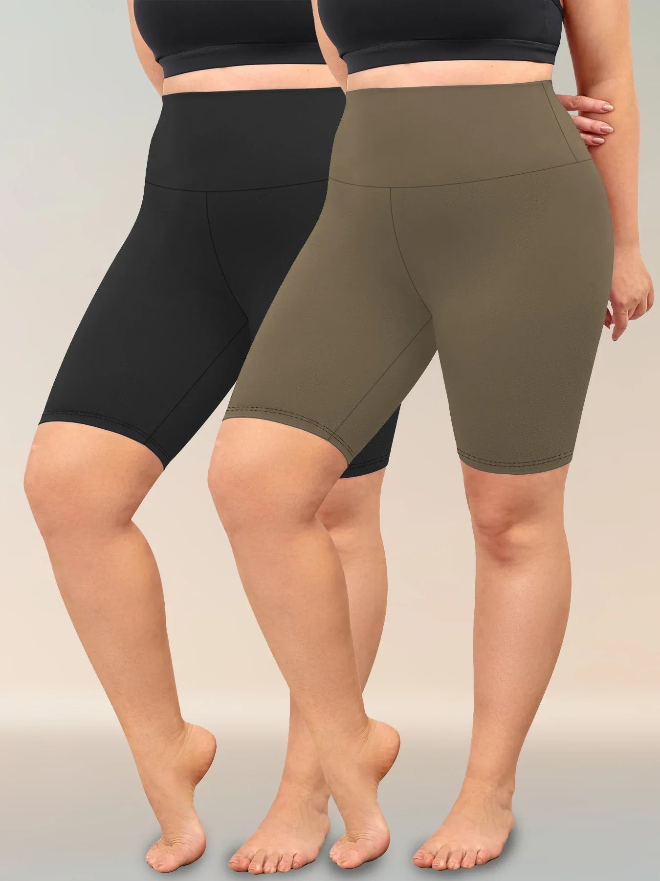2 Pack Plus Size Biker Shorts for Women High Waisted Super Soft