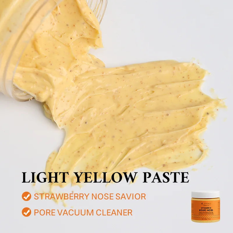 Vitamin C Kojic acid Natural Exfoliating Salt Body &Face Scrub Brightens and Softens Skin Deep Cleaning Anti Oxidative Skin Tone
