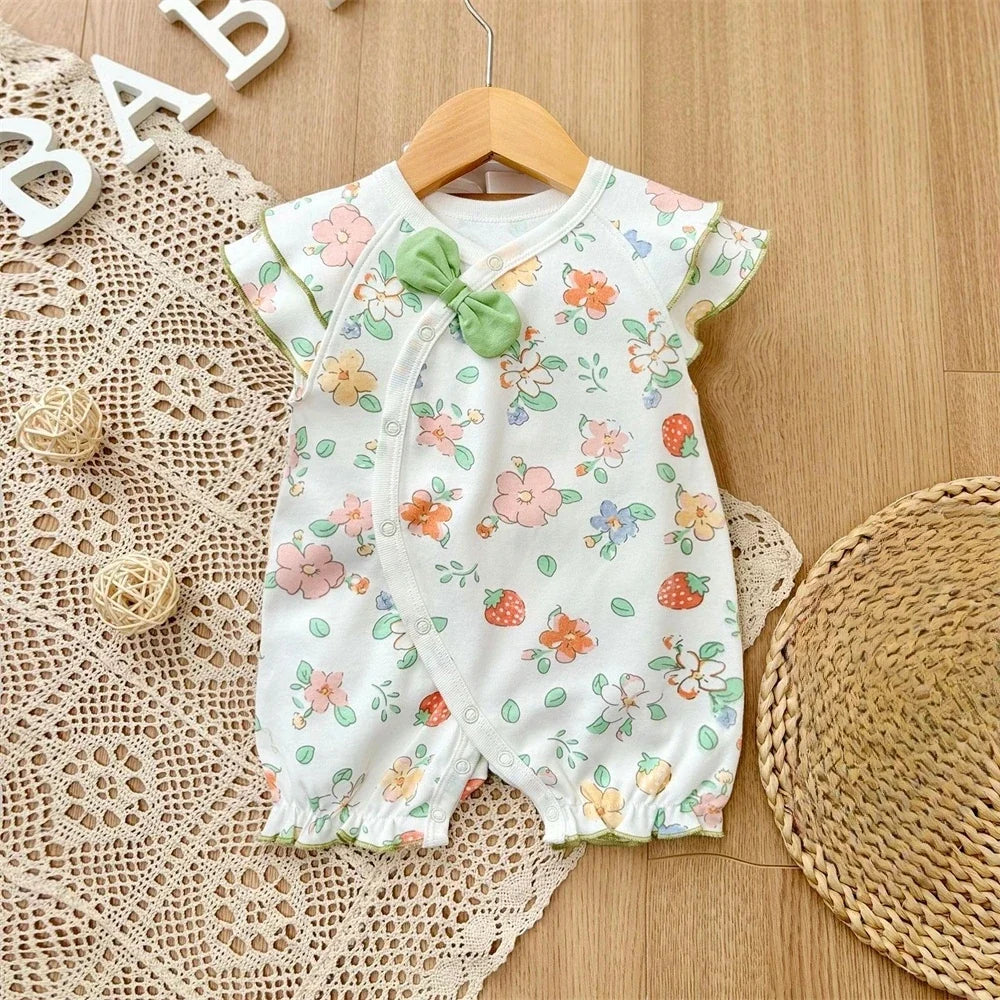 2025 baby girl rompers summer short sleeve clothing cotton Girls Onesies toddlers clothes infant newborn overalls kids homewear