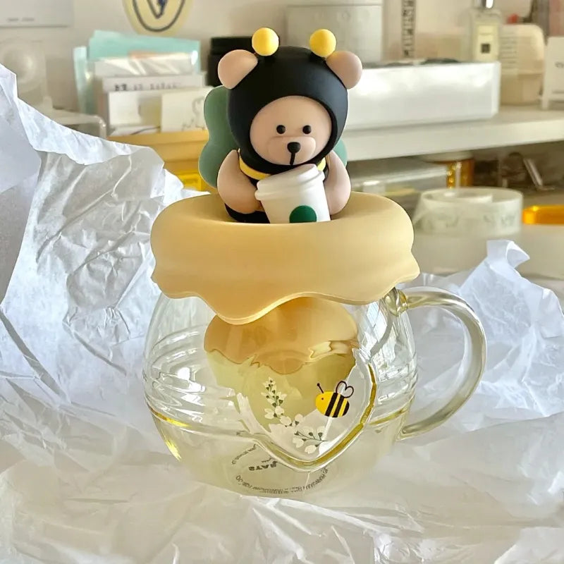 Taza infusora de té con diseño de oso y miel