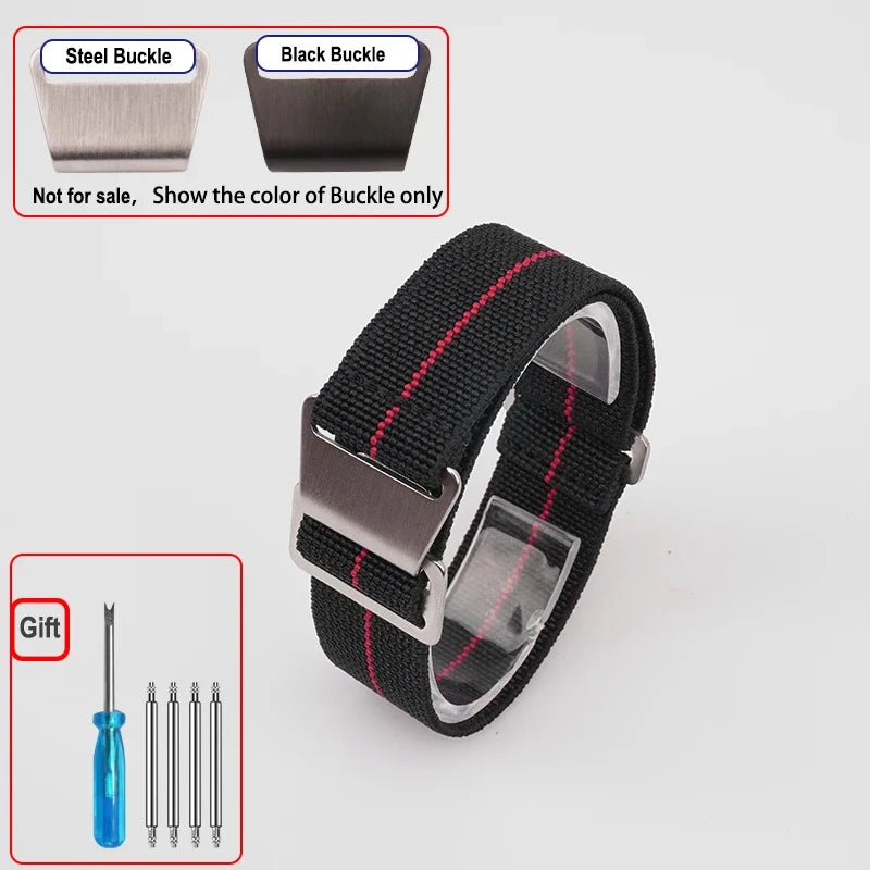 Garmin 18/20/22mm Quick Release Elastic Parachute Nylon Band with Hook Clasp