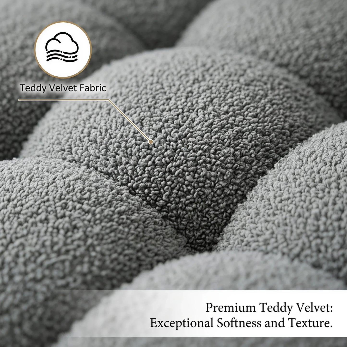 80-Inch Modern Teddy Fleece Sofa, With 2 Cushions 3-Seater  Sofa Suitable for Living Room Bedroom or Apartment Comfortable Deep-Set Leisure Furniture Wide Armrest Design Easy to Assemble