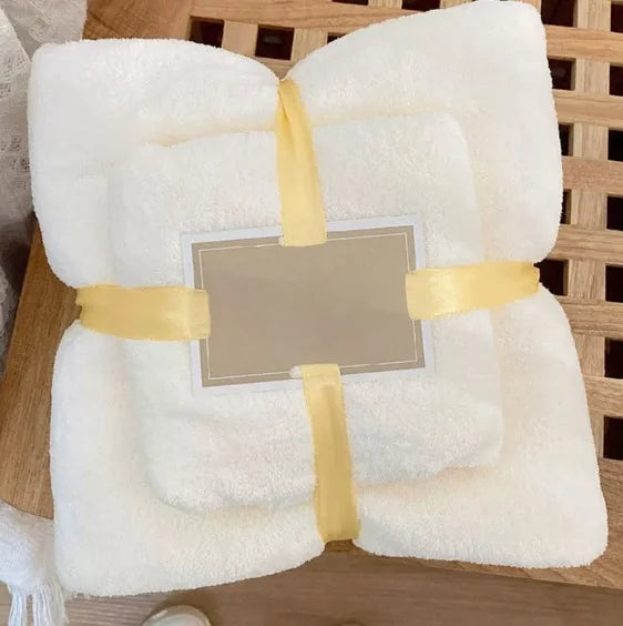 2PC Oversized Bath Towels Set Super Soft Highly Absorbent Quick-drying Coral Velvet Bath Towel For Adults Hotel & Spa Use